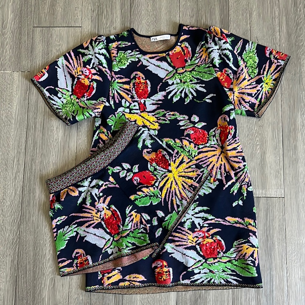 Zara Floral Jacquard Matching Set